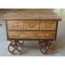 LARGE WHEELS 4 DRAWER  CONSOLE