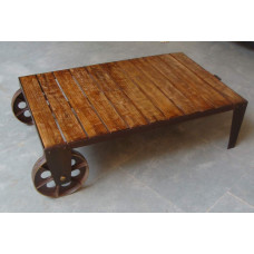 LARGE WHEELS COFFEE TABLE