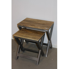 TABLE NEST OF 2 CROSS" IRON / WOOD"