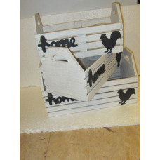 hout basket s/3 wit "home"