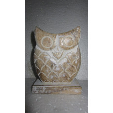 STANDING CARVED OWL SMALL