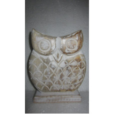 STANDING CARVED OWL MED