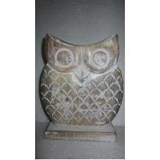 STANDING CARVED OWL BIG