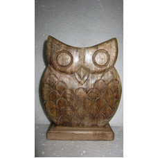 STANDING CARVED OWL MED