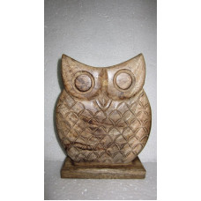 STANDING CARVED OWL BIG