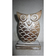 STANDING CARVED OWL SMALL