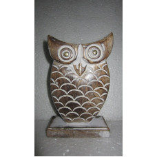 STANDING CARVED OWL MED