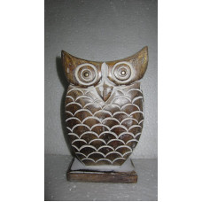 STANDING CARVED OWL BIG