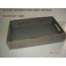 WOODEN TRAY GREY ANTIQUE