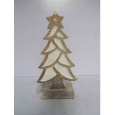 Xmas tree carved small nat white