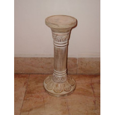 CANDLE STAND SMALL CARVING GREY ANTIQUE