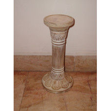 WOODEN CANDLE STAND BIG WHITE ANTIQUE