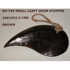 WOODEN SMALL LEAF DOOR STOPPER BROWN