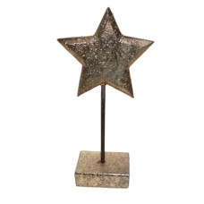 WOODEN STAR ON BASE SMALL SHINY