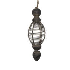 WOOD IRON WIRES OVAL LONG HANGING MED