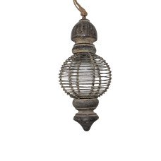 WOOD IRON WIRES ROUND TOP HANGING MED