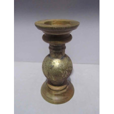 WOODEN GLASS CANDLE STAND SMALL