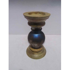 WOODEN GLASS CANDLE STAND SMALL