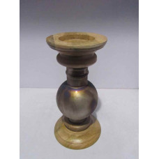 WOODEN GLASS CANDLE STAND MED