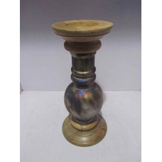 WOODEN GLASS CANDLE STAND BIG