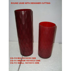 vase round red 12