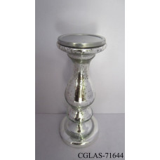 Glas kandelaar silver big