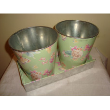 RECTANGULAR TRAY W 2 VASES