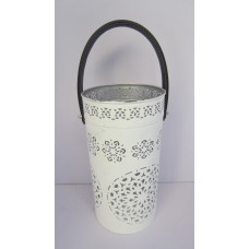 LANTERN WITH LEATHER STRAP BIG WHITE SILVER