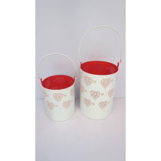 HEARTS ETCHING LANTERN S/2