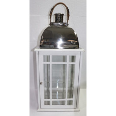 Lantern square white XL nickle