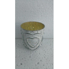 TWIN HEART VOTIVE SILVER WITH FOIL