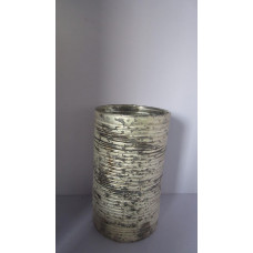 CYLINDER VASE BIG STONE CUT SILVER