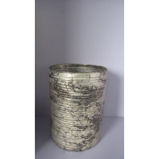 CYL. VASE BROAD STONE CUT SILVER BIG