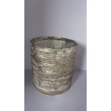 CYL. VASE BROAD STONE CUT SILVER MED