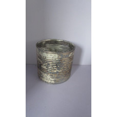 CYL. VASE BROAD STONE CUT SILVER SMALL