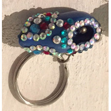 BEADED SHOE WITH IRON KEY RING BLUE