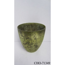 Glass U-vase broad big foil green