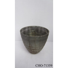 Glass U-vase cutting broad small old silv