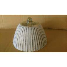 RIBBED GLASS BELL SILVER WHITE