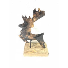 REINDEER ON WOODEN BASE SMALL