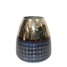 VOLCANO BROAD VASE MED HONEYCOMB CUTTING BLUE