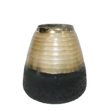 VOLCANO BROAD VASE MED RINGS CUTTING GREEN