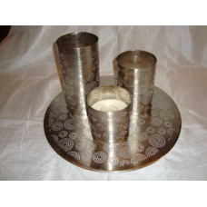 SPIRAL DESIGN S/3 CANDLE WITH BASE TRAY