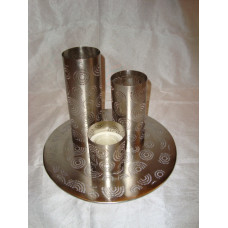 SPIRAL DESIGN S/3 CANDLE WITH BASE TRAY