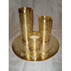 MOROCCON DESIGN S/3 CANDLE WITH BASE TRA