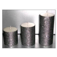 LEATHER CANDLE BLACK SILVER 7X20 CMS