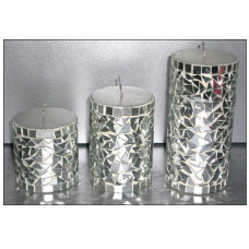 MOSAIC CANDLE IVORY GOLD 7X15 CMS