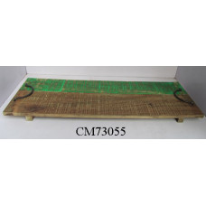 Tray rechthoek 60x20 green/nat.