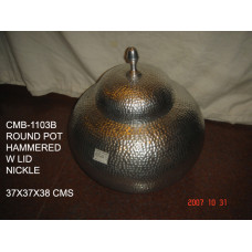 ALUMINIUM ROUND POT W LID HAMMERED