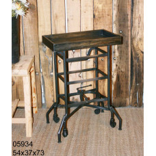 Trolley + Tray Hout